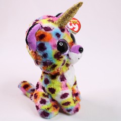 TY Beanie Boos Giselle Unicorn Rainbow Leopard Tysilk Plush Stuffed Animal Toy