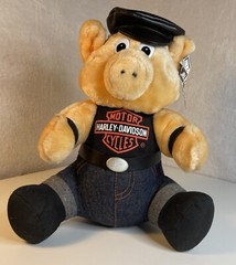 Vintage 1993 Harley Davidson Pig Stuffed Animal Plush Motorcycle Collectibles