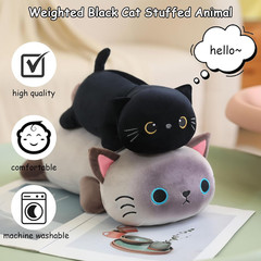 Weighted Black Cat Plush, Weighted Black Cat Stuffed Animal, Cute Plushies Soft