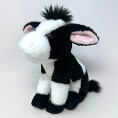 Petting Zoo Cow Plush Stuffed Animal Sitting Cute Fluffy Cuddle Farm Doll 12″
