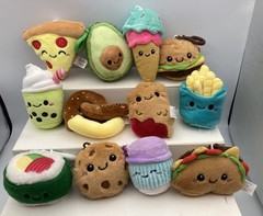 New NOSHIES Plush Dangler Clip COMPLETE SET OF 12 Cute Food Plushies!