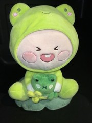 Kakao Friends Apeach 12” Green Vacation Frog Plush Toy South Korea