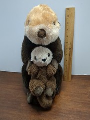 Wild Republic Plush Sea Otter Mom & Baby 16” Stuffed Toy Ocean Animals