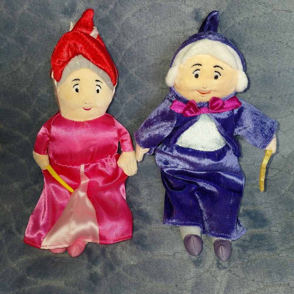 Disney Store Cinderella & Flora Fairy Godmother Sleeping Beauty Plush Lot 10.5″