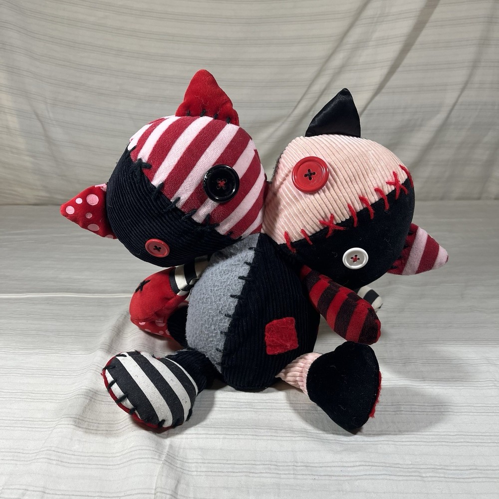 RARE Emily the Strange Rags and Stitches 2-Headed Cat 3-Legged Plush A2