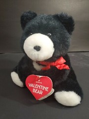 Hallmark Heartline Bear 8″ Plush Black White Hugger Valentines Holds Card