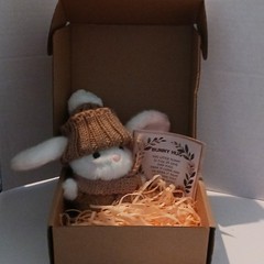 Bunny Hug Mini Plush Bunny w/ Knit Hat & Scarf, Gift Box, Easter