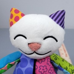 2010 Romeo Britto Popplush Coco Plush Kitty Canvas Enesco Artist 10″ cute VGUC
