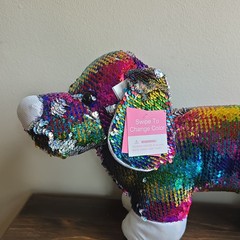 Medium Multicolor Color Changing Sequin Dog Plush Stuffed Animal Toy