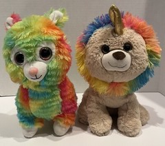 Spark/Kellytoy Plush Rainbow Lion + Llama Stuffed Animals Soft New W/Out Tag-LOT