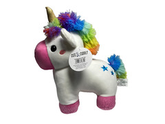 Cute & And Cuddly 10” Plush Rainbow White Unicorn Doll Stuffed Animal Toy