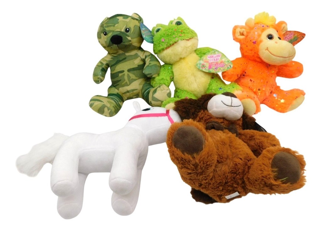 Lot of Kellytoy Sugar Loaf Plush with Tags Gamer Green Codes Camo Bear Frog Dog