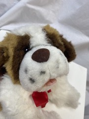 Fiesta Saint Bernard Dog Puppy 12″ Plush Stuffed 1996 Red Bow Brown White