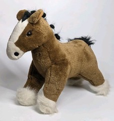 Vintage K&M International Horse Plush 2000 Brown White Black Stuffed Animal 16″