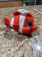 Fiesta Clown Fish Chester Plush Stuffed Animal orange and white blue eyes 9” Cp