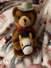 Cowboy Bear Plush With Stick Horse Pony New With Tags