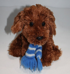 Animal Adventure Dog 7″ Shaggy Brown Plush Blue White Scarf Soft Toy Stuffed