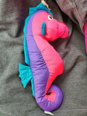 Vintage CLOUD 9 TOYS Seahorse Nylon Hanging 14″ Plush Neon Pink Purple