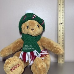2003 Cherished Teddies Plush Bear Hat & Scarf Multi Color Vintage