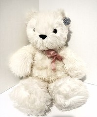 Princess Soft Toys Plush Off-White Bear With Pink Bow With Original Tags!