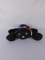 Vintage Gibson Greetings Halloween Black Cat Plush Stuffed Toy Medium Bow 1993