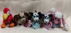 5 CAP/BLIP TOYS TINY TAG-LONGS 1 PINK 3 SPOTTED DOGS & RED PARROT – 1995-2009