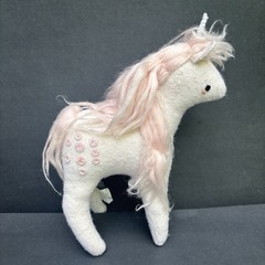 Crate and Barrel Land of Nod White Unicorn Plush Stuffed Animal Wool Blend 9”