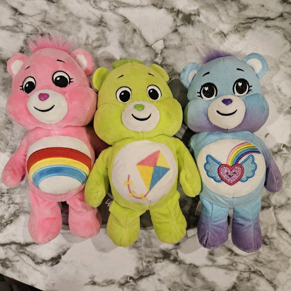 Care Bears 10” Plush Lot of 3 Cheer Wish Good Luck Modern Bundle