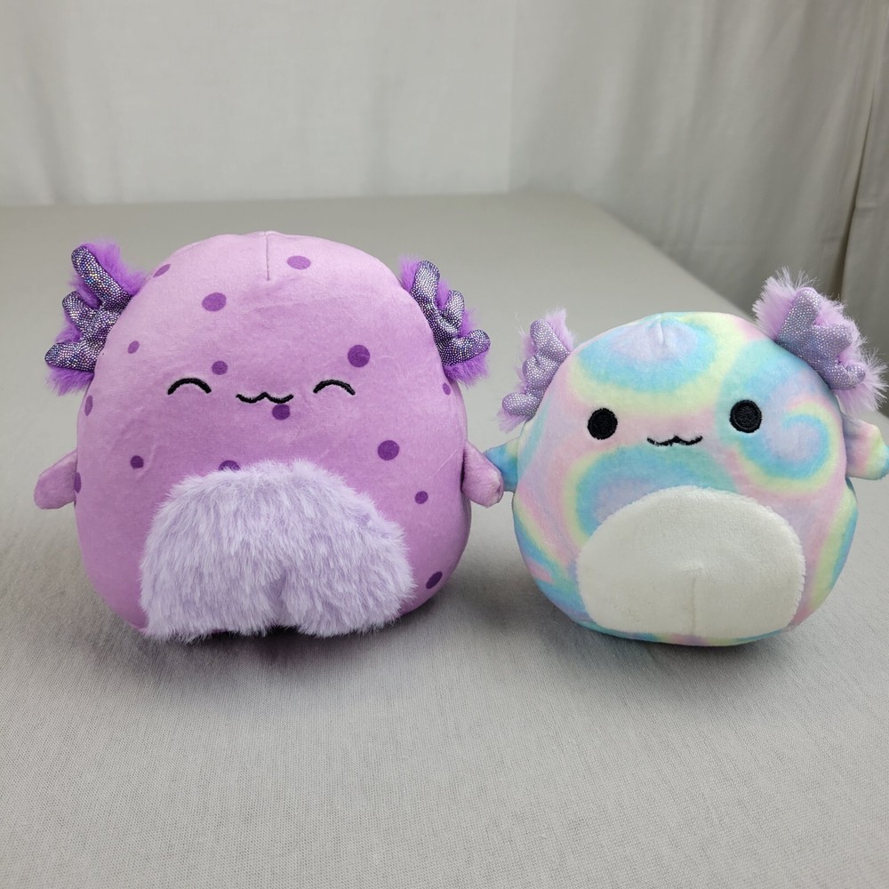 Squishmallow Axolotl Lot of 2 Vivie Tye Dye, Spotted Amala 5″ Plush NO Hang Tags