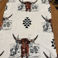 Farm Animal Cactus Ranch Western Rodeo Cow Steer Longhorn Kids Blanket baby
