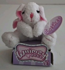 Whimzy Pets LASHES Bunny Rabbit 2010 Blip Toys White Pink Mini Stuffed Animal