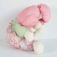 Kids of America Nylon Bunny Rabbit 18″ Pastel Plush Parachute Fabric Vtg Easter