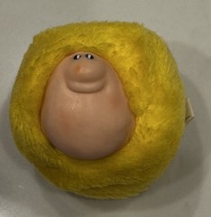 Vintage 1980s Peoria Plastic Yolk Folk Stuffed Plush Egg Rubber Face approx 4”