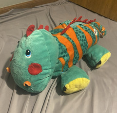Stuffies Dinosaur Stuffed Animal Plush Zip Mouth Green Orange Blue 2013 DS25313