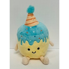 American Greetings Birthday Cake Plush Yellow Blue Party Hat 8″ Collectible Toy