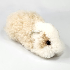 Real Alpaca Fur Stuffed Guinea Pig Cream White 8″ Plush Ultra Soft Realistic