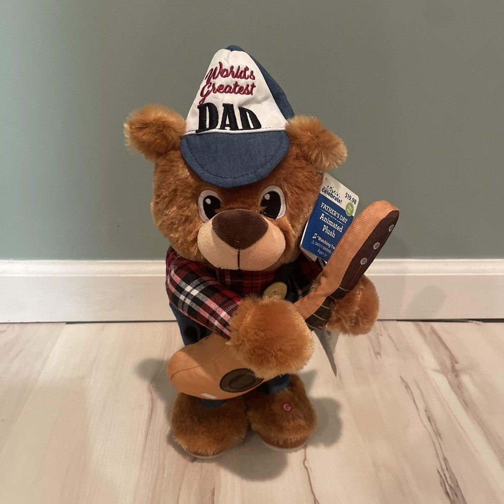 Gemmy Talking Dancing Bear with Guitar World’s Greatest Dad Father’s Day NEW