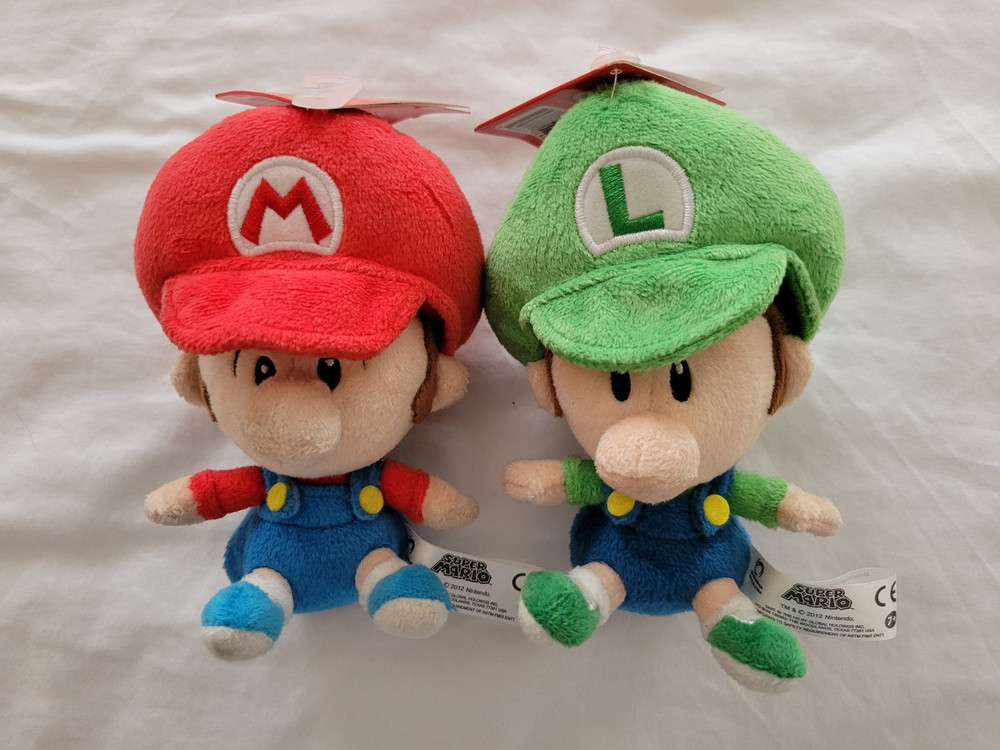 Baby Mario & Luigi 6″ Stuffed Plush Set Super Mario Bros 2012 Little Buddy + Tag