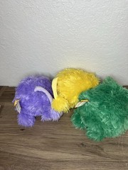 Target Smiling Gigglescape Fluffy Monster Lot Yellow Purple Green Stuffed 6”