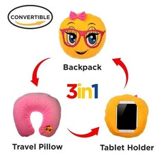 3-in-1 Lady Nerd Emoji Pillow – Convertible Travel Pillow & iPad Holder