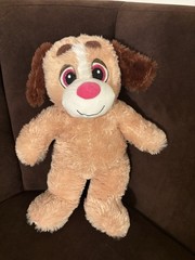 Plush Stuffed Dog Beige Brown White w/ Pink Nose Small 6-14 in Used