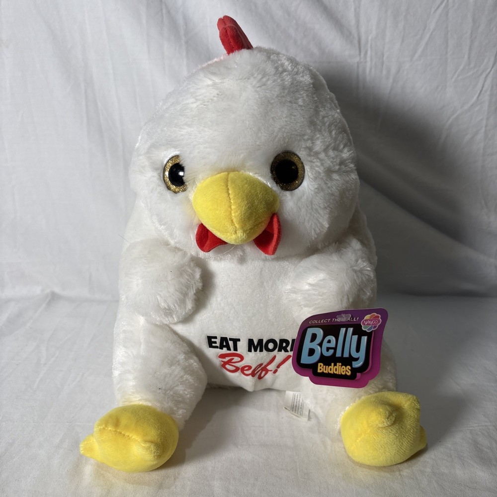 NANCO Belly Buddies Chicken 10” White Plush Eat More Beef With Tag