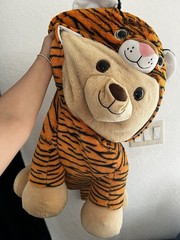 Large Bear Tiger Stuffed Animal in Tiger Costume Orange Beige Black Plush Toy
