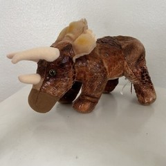 Douglas Cuddle Toys Triceratops Dinosaur Plush Stuffed Animal Brown and Tan 13”