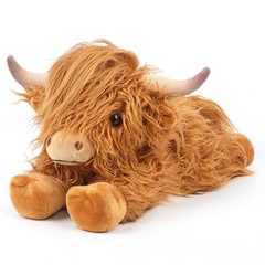 Highland Cow Stuffed Animals, Microwavable 15″L x 8″W x 7″H, Brown