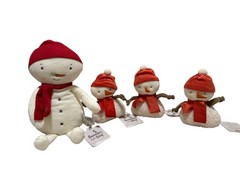 Bunnies By The Bay Marshmallow Snowman Set of 4 Plush Toys With Tags Christmas