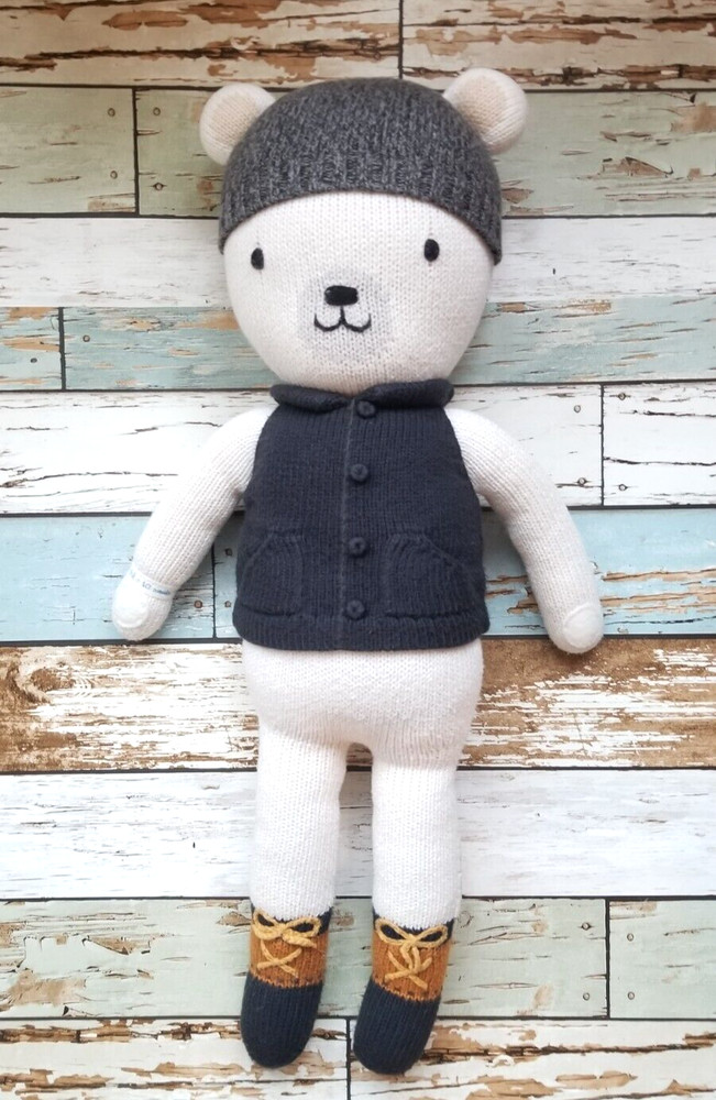 Cuddle and Kind Hudson the Polar Bear Plush Animal Toy Hand Knit Peru Regular