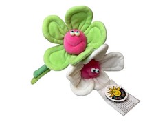 Funny Friends Plush Flower Set Green White 13″ Bendable Poseable Soft Sculpture
