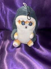 Orange and White Tabby Cat in Blue Shark Suit Plush Mascot Doll