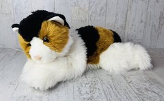 Animal Alley Calico Kitty Cat Plush 17” White Black Rust Color w/ Collar Floppy